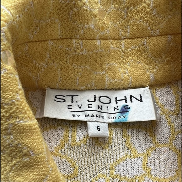 RARE Vintage 70s retro St. John yellow knit holographic daisy sweater top 6 - Picture 6 of 6